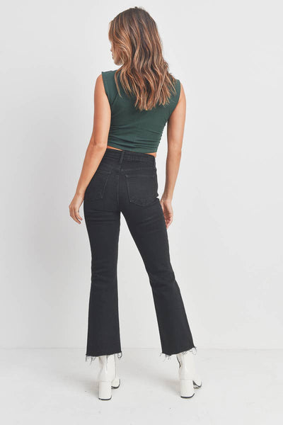 Vintage Cropped Flare Washed Black
