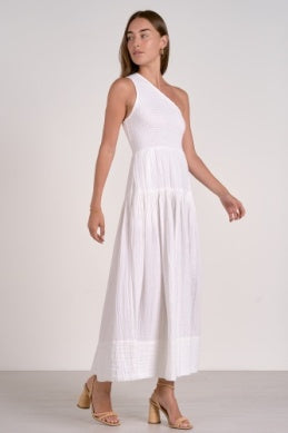 Zia One Shoulder Dress White