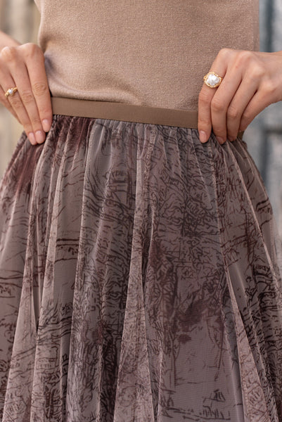 Amber Tulle Skirt Printed Toile de Jouy