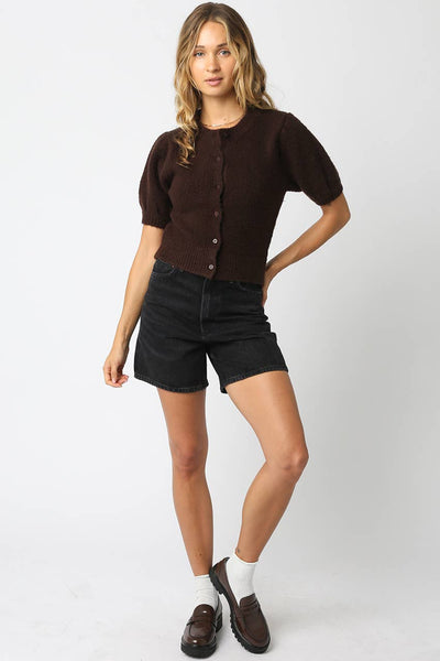June Knit Top: Dk Brown