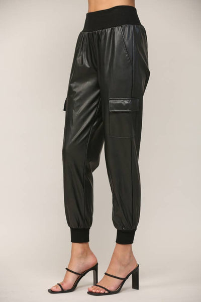 Faux Leather Joggers