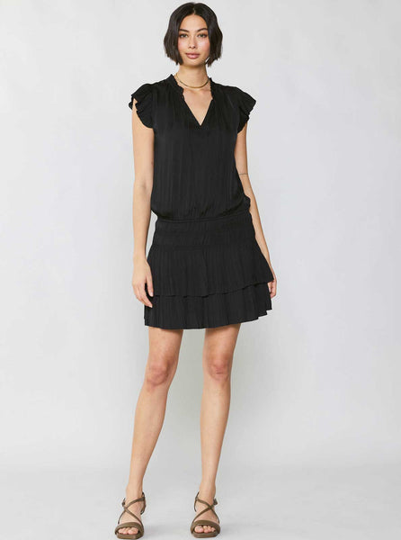 Mini Dress With Pleated Skirt in Black