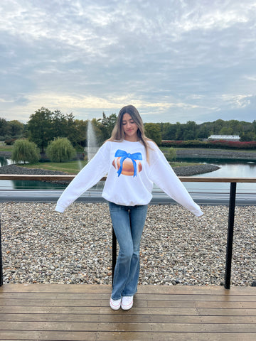 Gia Large Football & Bow Sweatshirt Giants