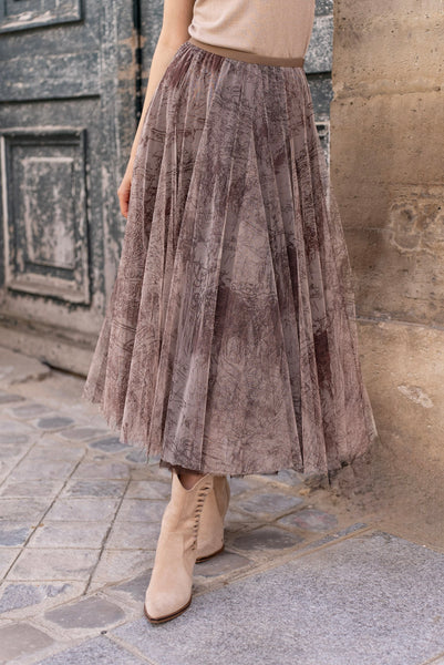 Amber Tulle Skirt Printed Toile de Jouy