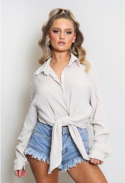 Italy Tie Front Gauze Top