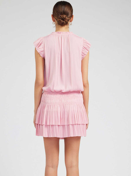 Mini Dress With Pleated Skirt in Black