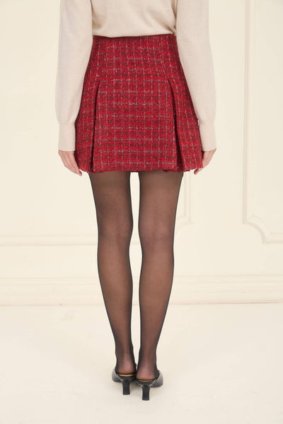 PLAID TWEED MINI SKIRT WITH RIBBON DETAIL