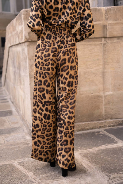 Satin leopard pant