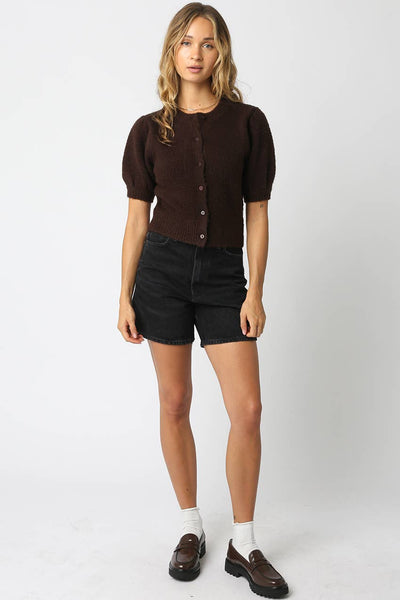 June Knit Top: Dk Brown