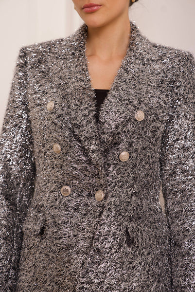 Festive fitted glitter blazer