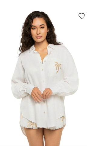 Golden Palm Tree Button Up