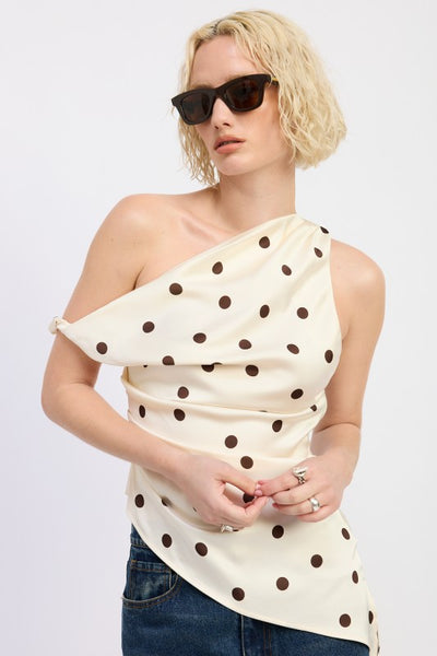 Danni Twisted Silk Tank in Poka Dot