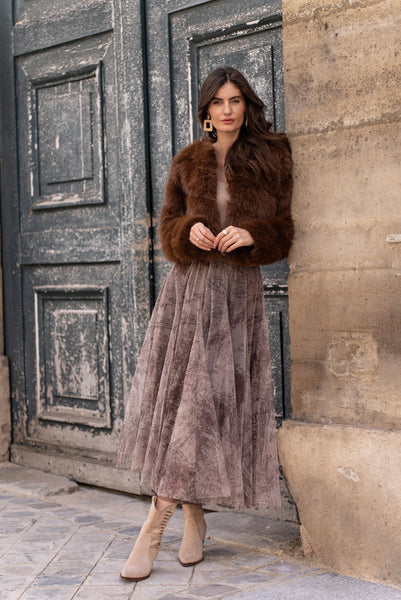 Amber Tulle Skirt Printed Toile de Jouy