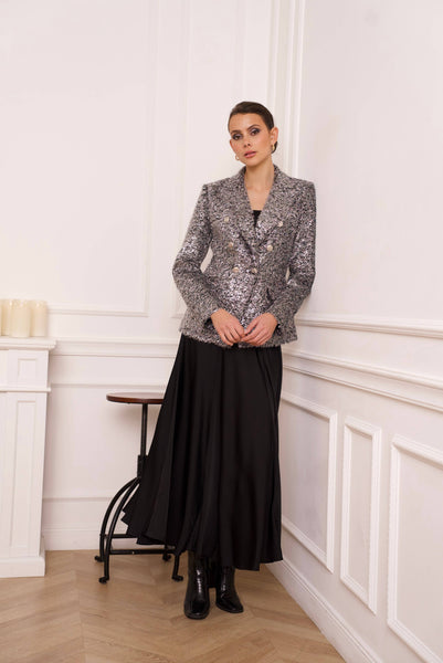 Festive fitted glitter blazer