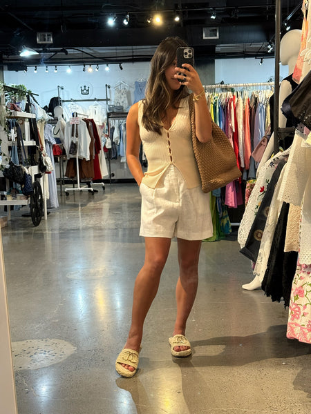 Jane Pointelle with Rib Sleeveless Sweater Top