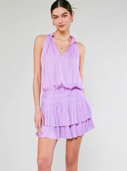 Sleeveless Pleated Dress: Pastel Pink