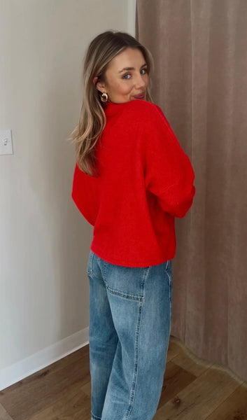 Red Piper Cardigan: Red
