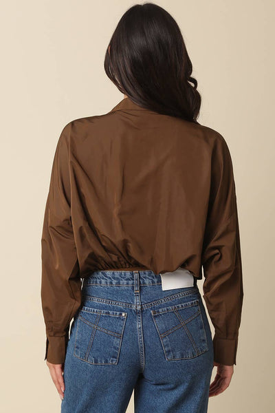 Brooki Collared Bodysuit: Brown