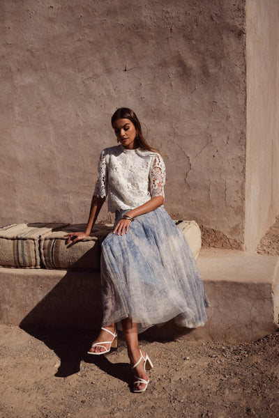 Amber Tulle Skirt Printed Toile de Jouy