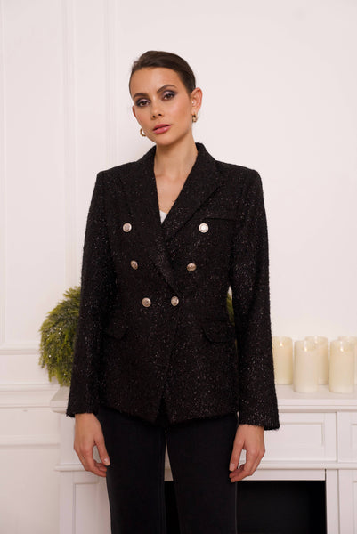 Festive fitted glitter blazer