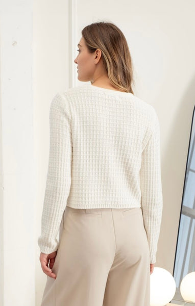 Cream Knit Sweat / Gold Buttons