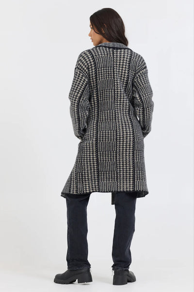 Houndstooth Knit Coat