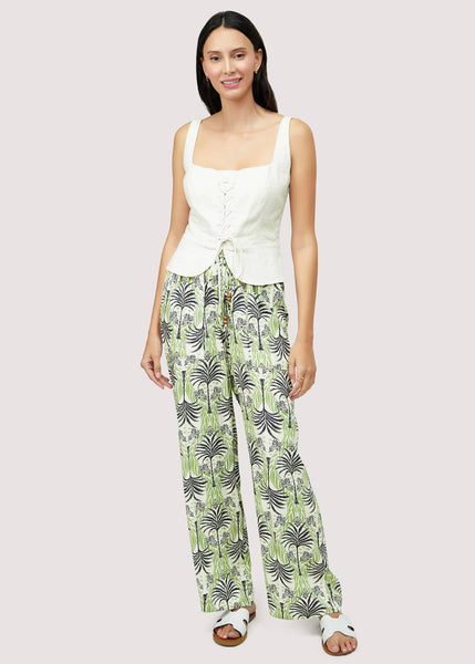 Costa Del Sol Top - Oatmeal Linen Summer Lace up