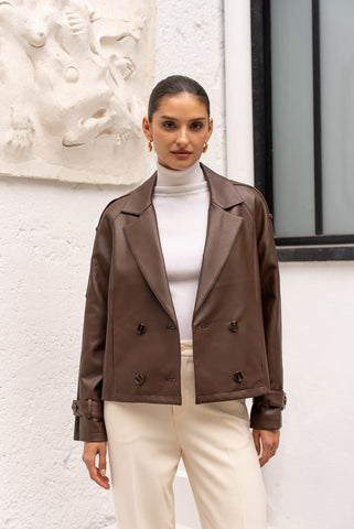 Camille Short Trench Coat Chocolate