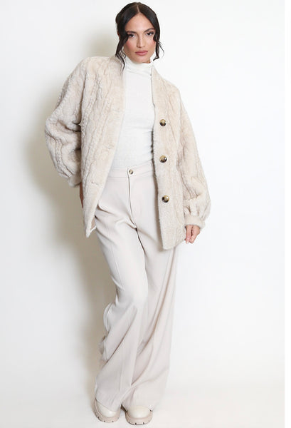 Abigail Faux Fur Cable Coat
