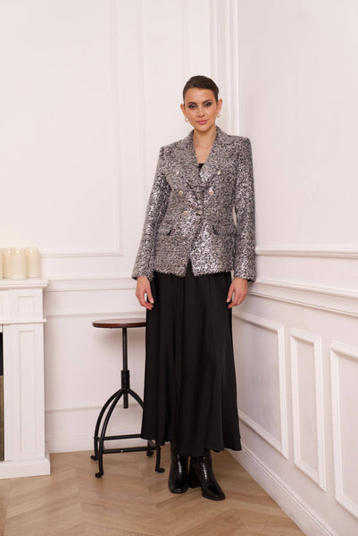 Festive fitted glitter blazer