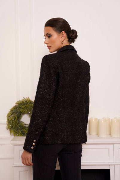 Festive fitted glitter blazer