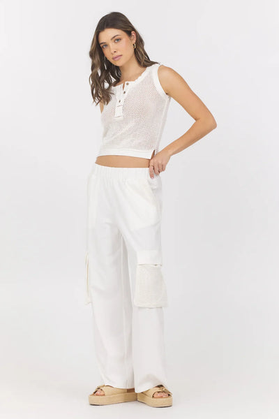Jersey Knit Open Crochet Cargo Pants