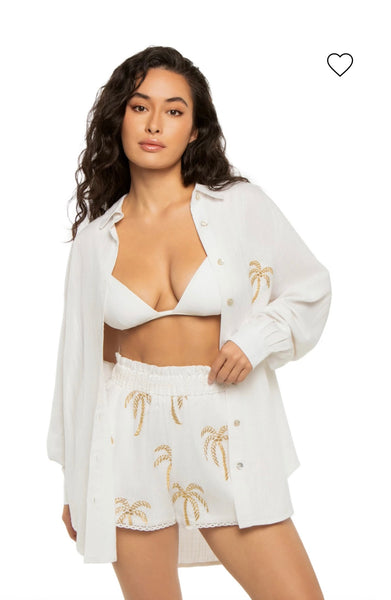 Golden Palm Tree Button Up