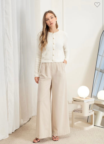 Cream Knit Sweat / Gold Buttons