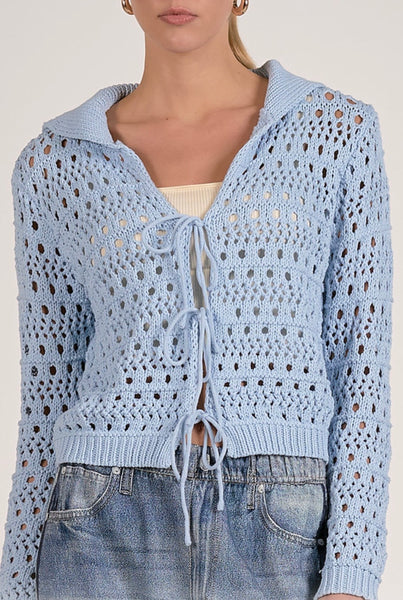Charlotte Open Knit Tie Sweater