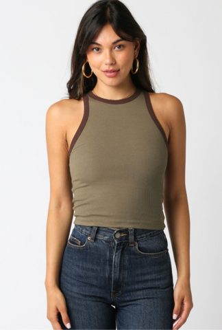 Autumn Edge Ribbed Halter Tank