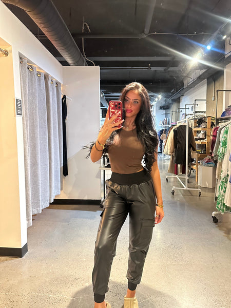 Faux Leather Joggers