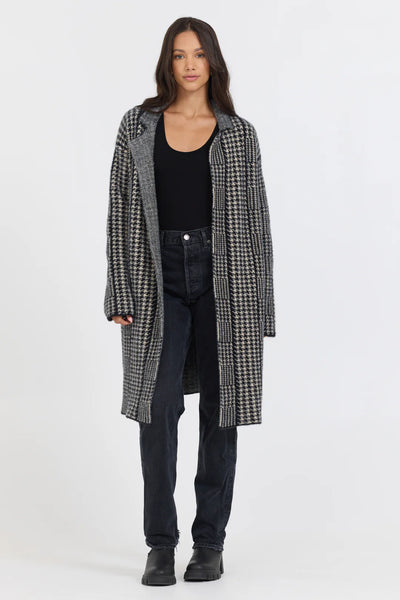 Houndstooth Knit Coat