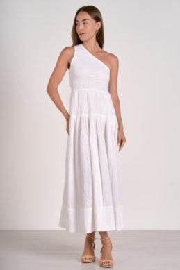 Zia One Shoulder Dress White
