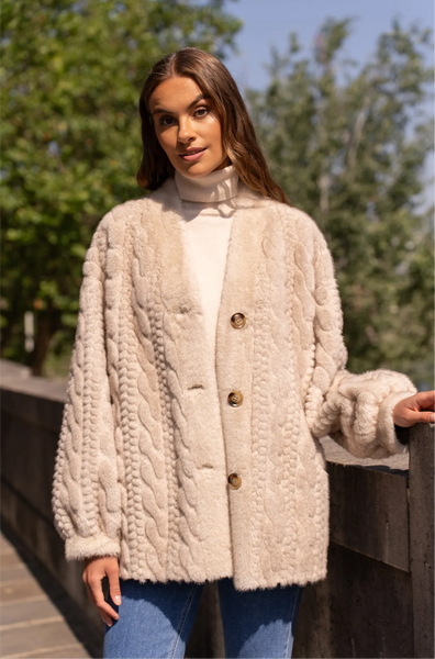 Abigail Faux Fur Cable Coat