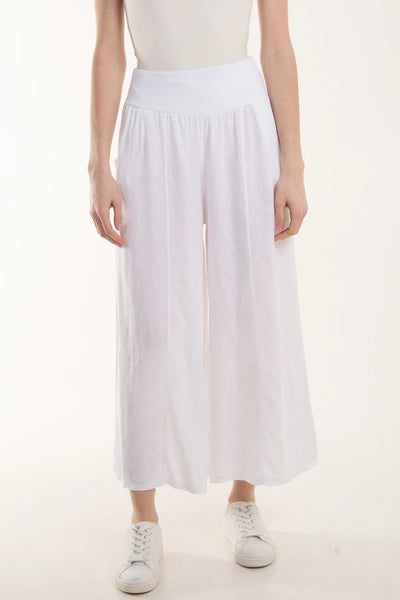 Linen blend wideleg trousers