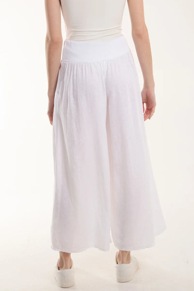 Linen blend wideleg trousers