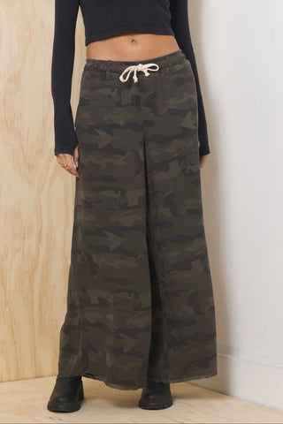 Camo Tencel Wide Leg Pant