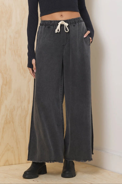Charcoal Tencel Wide Leg Pant