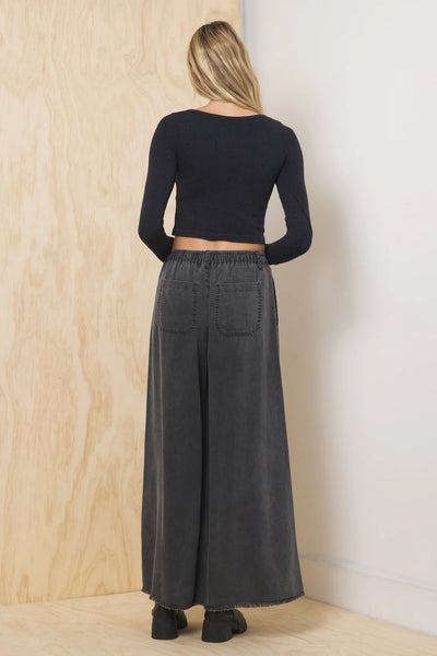 Charcoal Tencel Wide Leg Pant