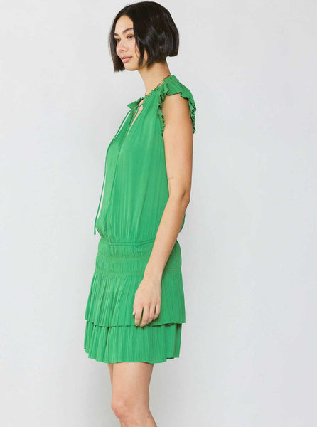 Mini Dress With Pleated Skirt in Black