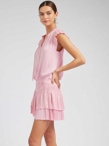 Mini Dress With Pleated Skirt in Black