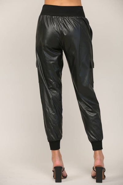Faux Leather Joggers