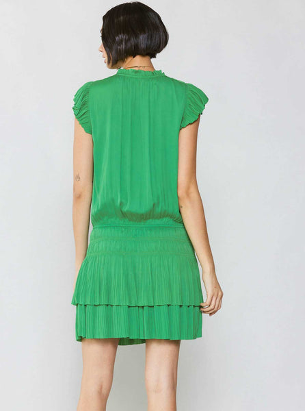 Mini Dress With Pleated Skirt in Black