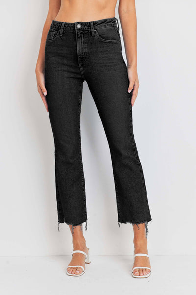 Vintage Cropped Flare Washed Black